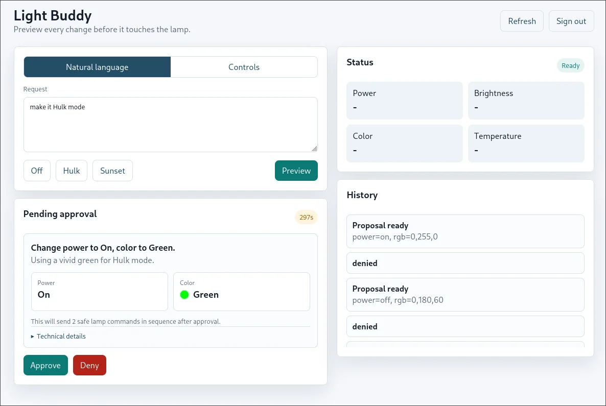 Smart lamp control project preview