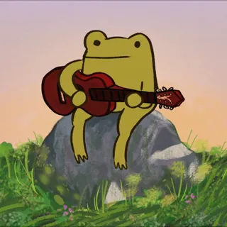 A frog playing guitar