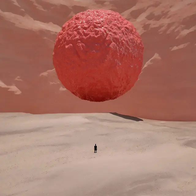 Surreal 3D figure scene